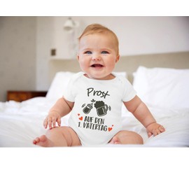 BesserBay Baby Romper Bodysuit Short Sleeve First Father's Day Gift 0-12 Months, The 1st Father's Day White