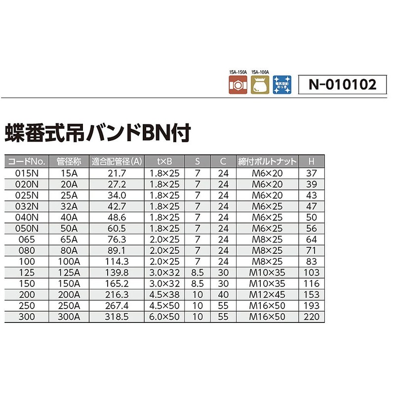 Nichiei Intec Hinged Hanging Band with BN, N-010102-040, 2.0 inches