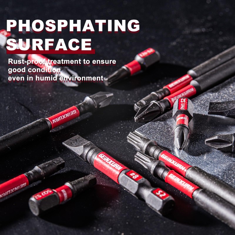 GEINXURN Impact Tough #2 Square 6 in. Screwdriver Bits Set,10Pack