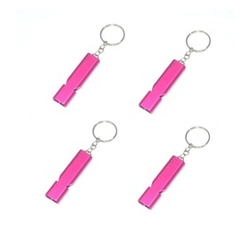 4Pcs Pink Aluminum Alloy Whistle Camping Supplies Double Tube Emergency Whistles Clear Loud Sound Compact Size Portable Corrosion-Resistant Safety Survival Camping Signal Whistles Camping and Hiking