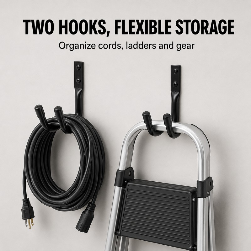 Heavy-Duty Metal Garage Storage J Hooks with Mounting Hardware, 2–12