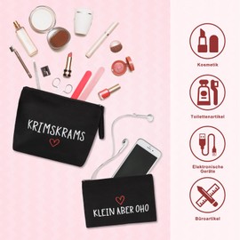 Giftota Pack of 2 Cosmetic Bag Girls Women Black Krimskrams Toiletry Bag Waterproof Makeup Bag Small Makeup Bag for Handbag, black, /