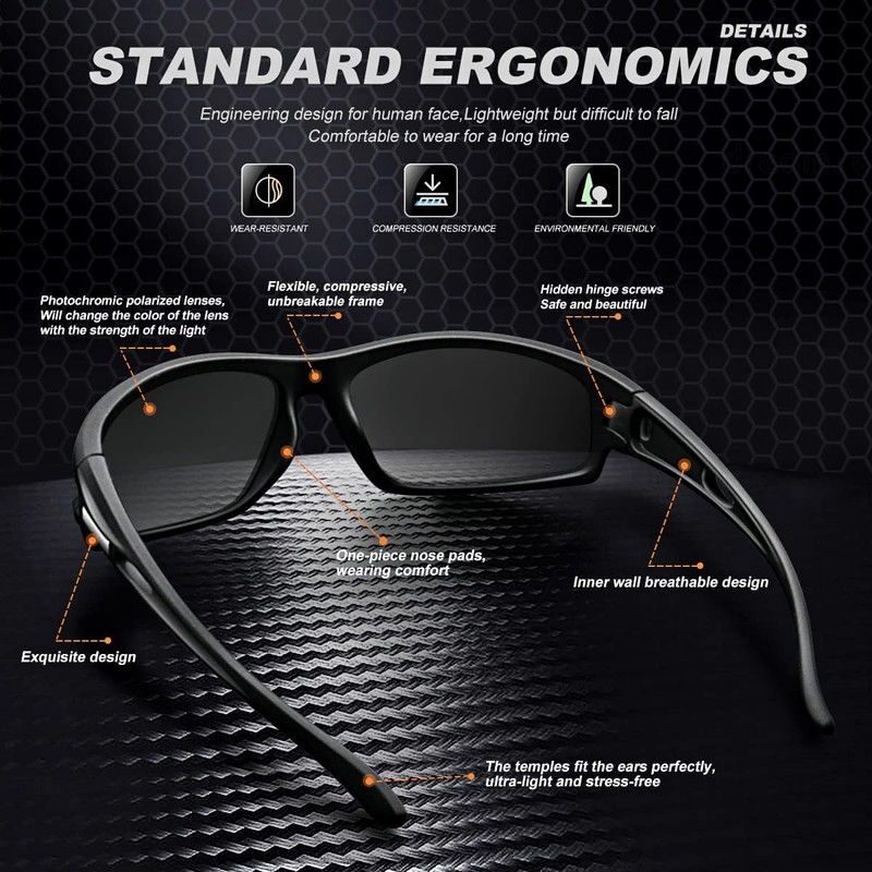 AWGSEE Polarized Sports Sunglasses for Men 100% UV Protection Wrap