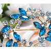 Gyn&Joy Rhinestone Crystal Leaf Wedding Flower Wreath Brooch Pin, Metal,