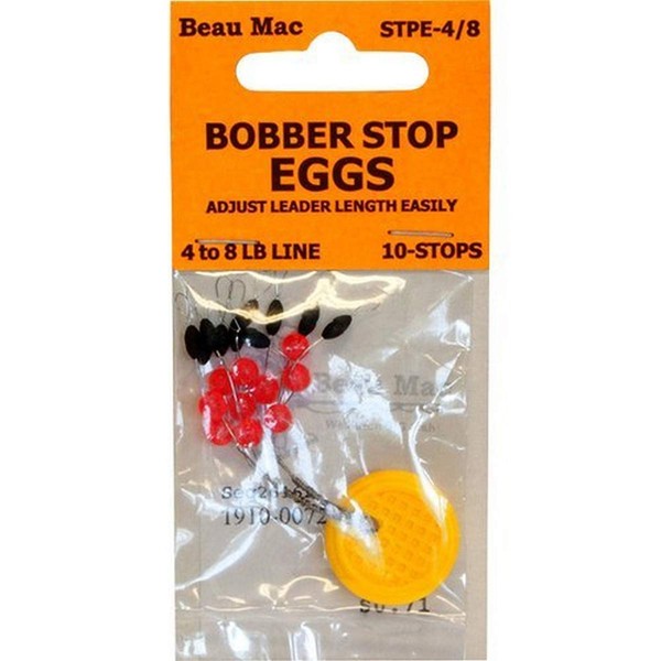 Beau-Mac STPE-4/8 Bobber Stop Eggs Rubber w/Beads 4-8 Line