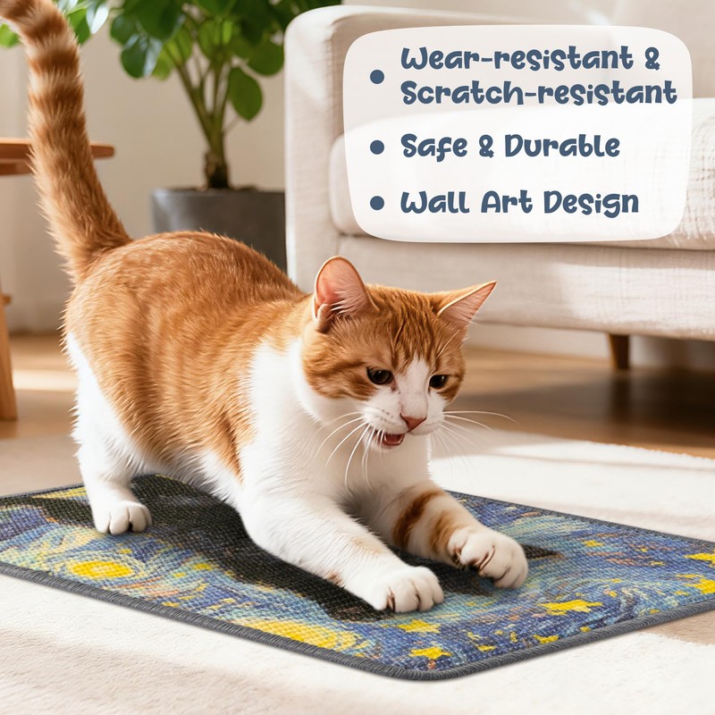 GudaAphrmix Sisal Cat Scratching Pad - Shedding-Resistant Wall Scratcher Mat