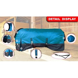 Majestic Ally 420D Water Proof Horse Stable Blanket, 200 G Polofil, 210 T Lining, Multiple Colors and Sizes (Teal, 76")