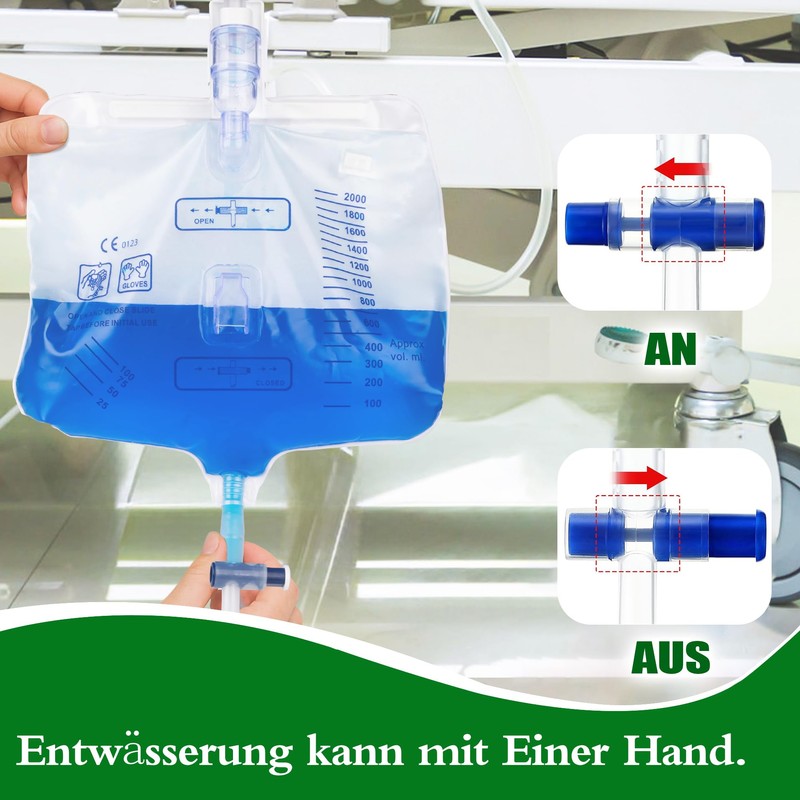Urine Drainage System, Urine Bag 2000 ml with Anti-Reflux Valve