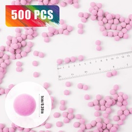 TOYMIS 500pcs 1cm Mini Pom Poms, Fuzzy Pom Pom Balls Pom Poms Arts and Crafts Multi Colored Pom Poms for DIY Art Creative Crafts Projects Decorations (Pink)