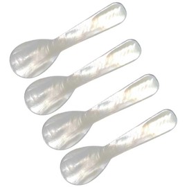 4 Pcs Mini Shell Cosmetic Spoons Reusable Skin Care Spatulas Eye Cream Spoons Facial Cream Mask Scoops Makeup Beauty Applicator for Cream, Lotions, Moisturizers