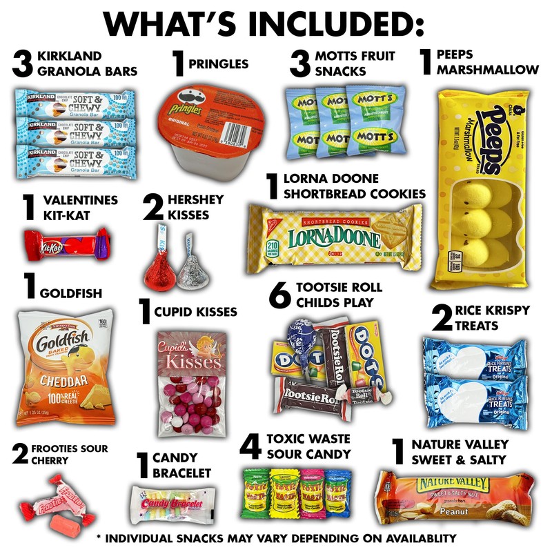 Valentine’s Day Variety Pack (80 Count) Care Package Gift Basket,