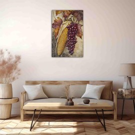 FOTRIC Fall Wall Art Rustic Kitchen Art Corn Harvest Canvas,Thanksgiving Autumn Themed Canvas Wall Art Farmhouse Field Prints for Kitchen Thanksgiving Kitchen Prints Decor Framed 8x12 inch