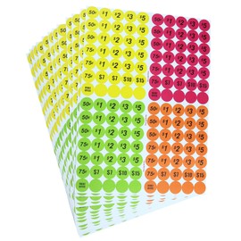 Garage Sale Price Stickers Pack of 4060 3/4" Round Bright Colors Label Stickers (with Price)