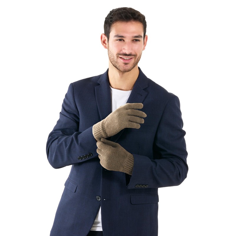 LOVARZI Men's Wool Gloves - Winter Gloves for Men, brown