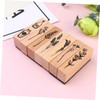 COHEALI 3pcs Retro Wooden Stamps Craft Journals Plant Flower Patterns
