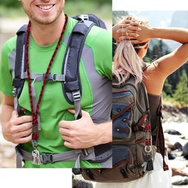 2 Pcs Heavy Duty Braided Paracord Lanyard Keychain with USA Flag, Parachute Rope Necklace Keychains, Braided Strong Lanyard for Outdoor Activities, Camera, Keys, Whistle, Traveling