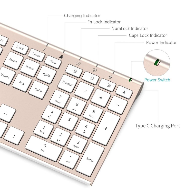 Wireless Keyboard and Mouse, Vssoplor Rechargeable Quiet Full-Size Keyboard and