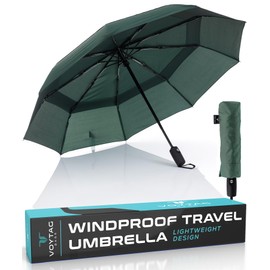 VOYTAG Travel Umbrella - Windproof Compact - Small Mini Portable Umbrella for Rain with Automatic Open Close, Durable & Lightweight, Waterproof Canopy, Fits in Backpack & Purse