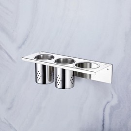 WAYASI Hairdryer Holder Wall Mounted Hair Straighteners Holder, Curling Iron Holders, Hair Dryer Holder Adhesive for Hairdryer, Makeup Brushes (Silver)