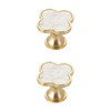 YOSOANPO 2 Pcs White Shell Kitchen Cabinet Knobs Clovers Zinc