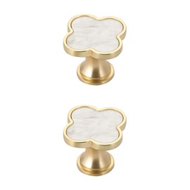 YOSOANPO 2 Pcs White Shell Kitchen Cabinet Knobs Clovers Zinc Alloy Drawer Pulls Home Decoration for Kitchen, Cabinets, Drawers
