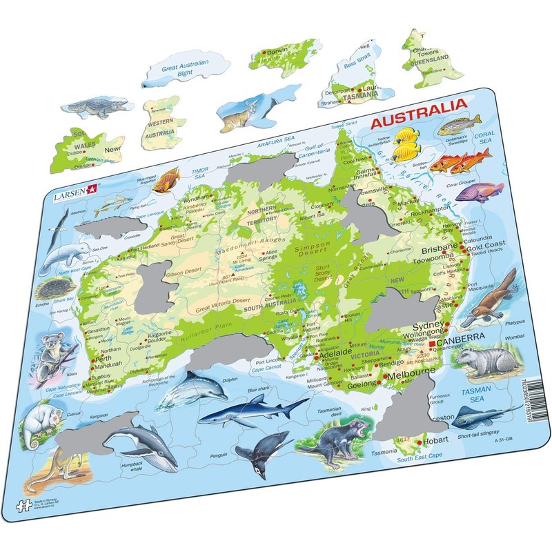 Larsen A31 Physical Map of Australia Dutch Edition 65 Piece