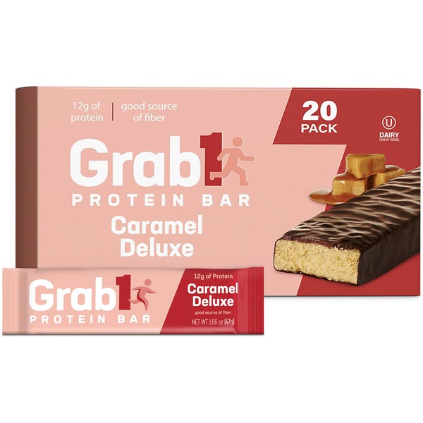 Grab1 Caramel Deluxe Protein Bars (20 Bars) | Controls Hunger