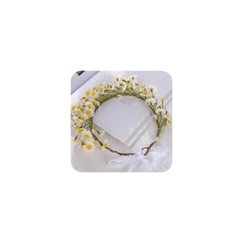 yuruyi Flower Crown for Women, Floral Headband Women Headpiece Flower Hair Accessories for Weeding Bride Cosplay Party Festival Photos (White Yellow Daisy, Adjustable)