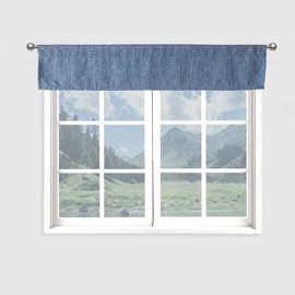 DecoHongDi 10 Inch Valance for Window Toppers,Linen Valances for Kitchen Window, Living Room,Bathroom,Basement,Blackout Small Curtain,10 Inch L by 52 Inch W,1 Pack,Denim Blue