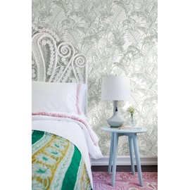 Wudnaye Leaf Wallpaper Peel and Stick Wallpaper for Bedroom 15.7"X197"Removable Self Adhesive Wallpaper Green and White Flower Leaf Contact Paper Vinyl Waterproof Wallpaper for Room Wall Decor