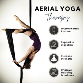 Aerial Silks Kit - 2 Daisy Chains, 2 Stainless Steel Carabiners, 8 Expansion Screws for Concrete Structure, 2 Ceiling Brackets for Aerial Arts & Soft (Aerial Silk - Black)