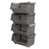 Qsbon 3-Pack Plastic Large Stackable Organizer Basket, Stacking Storage Basket,