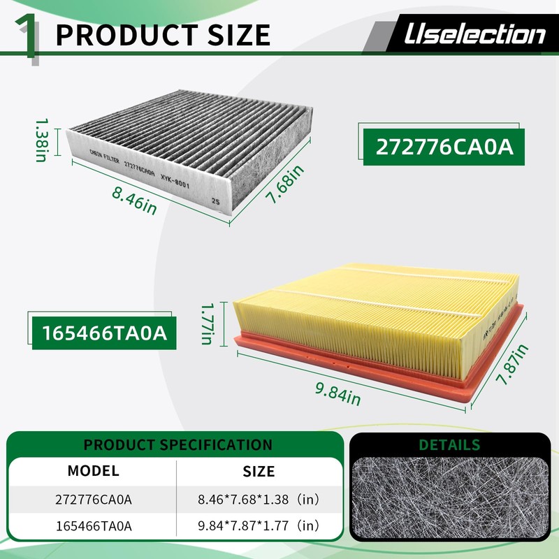 Engine & Cabin Air Filter with Activated Kit for Nissan