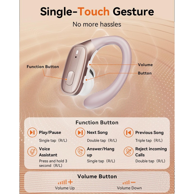Wireless Earbuds, Sports Bluetooth 5.4 Headphones, Ear Buds with ENC