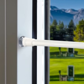 Tension Rod, No Drilling or Glueing, Adjustable by Turning, Tension Rod for Windows, Doors and Curtains, Length: 40-60 cm, White, Pack of 2