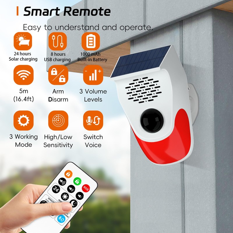 Outdoor Motion Sensor Noise Maker with 8 Replaceable Recording,Dog Barking