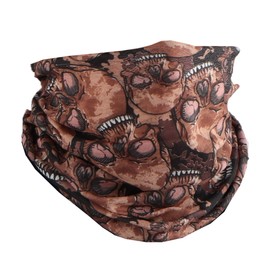 Motique Accessories Skull Designs Seamless Tube Bandana Neck Gaiter - Brown