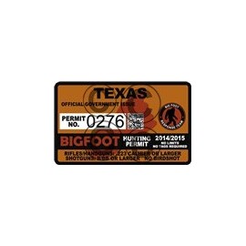 Texas TX Bigfoot Hunting Permit 2.4" x 4" Sticker
