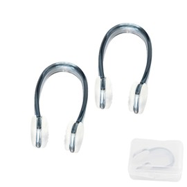 DEVENTORZ Swimming Nose Clip, Set of 2, Nose Clip, Nose Clip, Swimming, Gym, Pool Accessories, For Adults and Children, Lightweight, with Storage Case (Black)