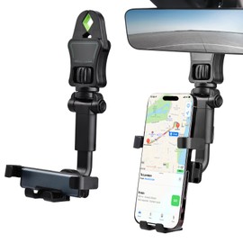 LuxBee 【Strong Upgraded】 Phone Mount Holder for Car Rear View Mirror, Auto-Locked and Fixed by Gravity, 360 Rotatable, Retractable, and Adjustable Car Phone Holder for 4-6.7 Inches Smartphones