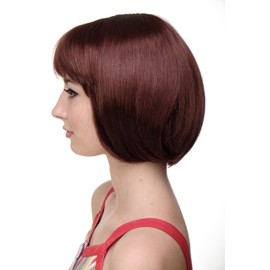 Wig Me Up Women’s Quality Sexy Bob Wig with Straight Fringe - 703 Red Brown (131)