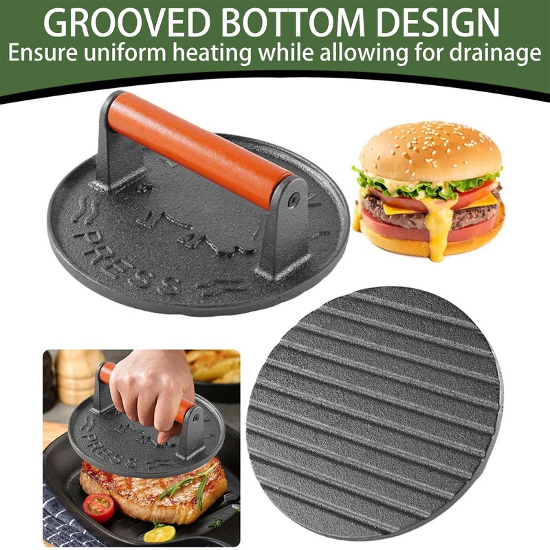 SanKonfu Bacon Press 2.5 lb Heavy Weight Cast Iron Burger
