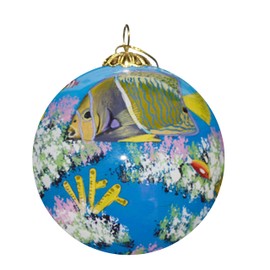 Blown Glass Christmas Ornament | Stingray & Tropical Fish Key West | Hand Painted Inside | Original Art | Includes Gift Box