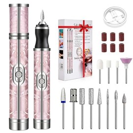 Torno Eléctrico para Uñas, Torno para uñas Profesional, 20,000 RPM Velocidad Ajustable, Viene con 18 Brocas y una Banda de Lija, Sirve para Manicuras en Casa y en Salones(Rosa)