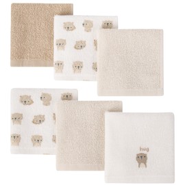 BEBE FAVOUR 6 Pack Baby Washcloths - 100% Cotton Terry Soft and Absorbent Wash Cloths for Face Hand Body Burp Rag Wipes - Essentials for Newborns Infants Toddlers Boys Girls (Brown Bear - 6 Pack)