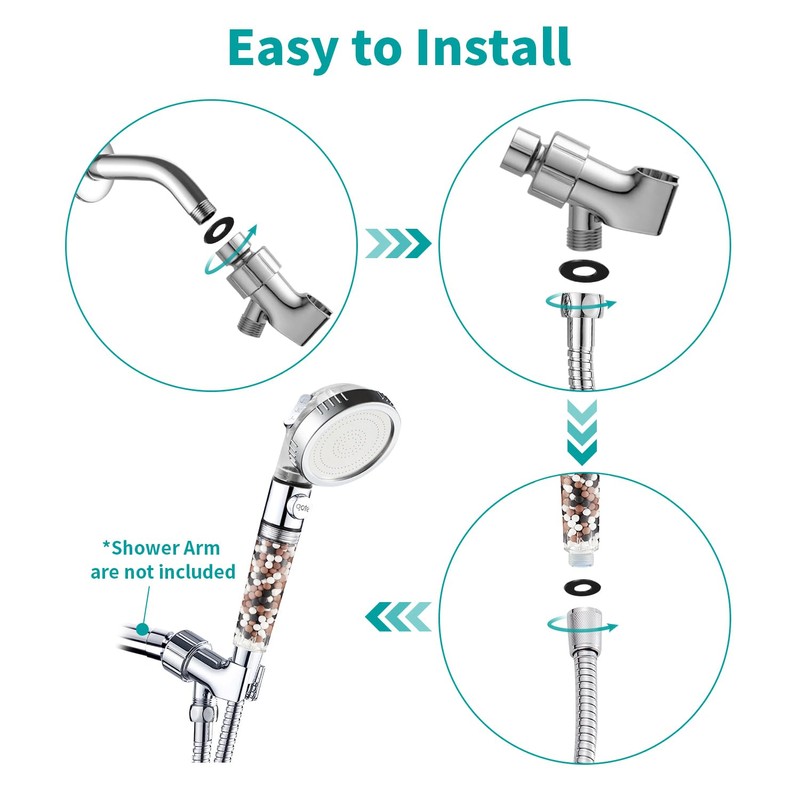 MIAOHUI Zenbody Shower Head with Filter Beads, 3 Modes Showerhead