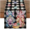 BESBESME Easter Table Runner Gnomes Eggs Decor,Spring Kitchen Dining Home