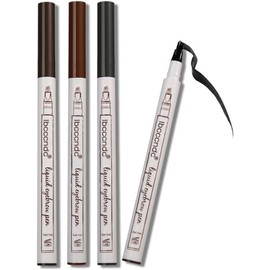 UNIVERSOENLÍNEA.COM | 3pcs Lapiz Plumon Rellenador Ceja Maquillaje Punta 3 Lineas Paquete 2 Plumon Para Cejas Tipo Microblading y 1 Plantillas Ceja Diseño (Negro)