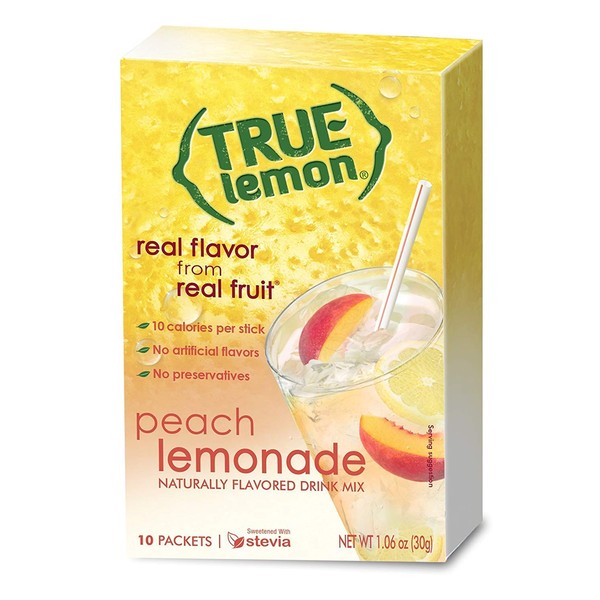 True Lemon Lemonade Stick Pack, Peach, 10 Count (1.06oz)