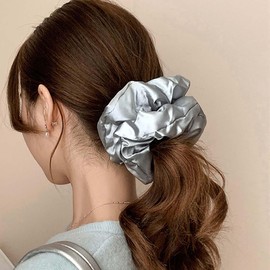 Inateannal Vintage Satin Silk Hair Bobbles Large Satin Elastic Hair Bobbles Blue Large Satin Hair Bobbles Scrunchy Oversized Thick Hair Bobbles Satin Ponytail Holder Hair Bands